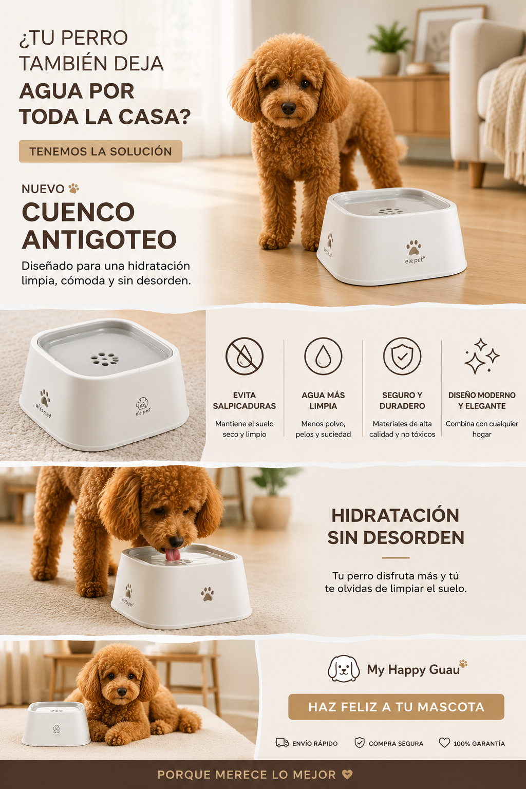 Cuenco agua antigoteo